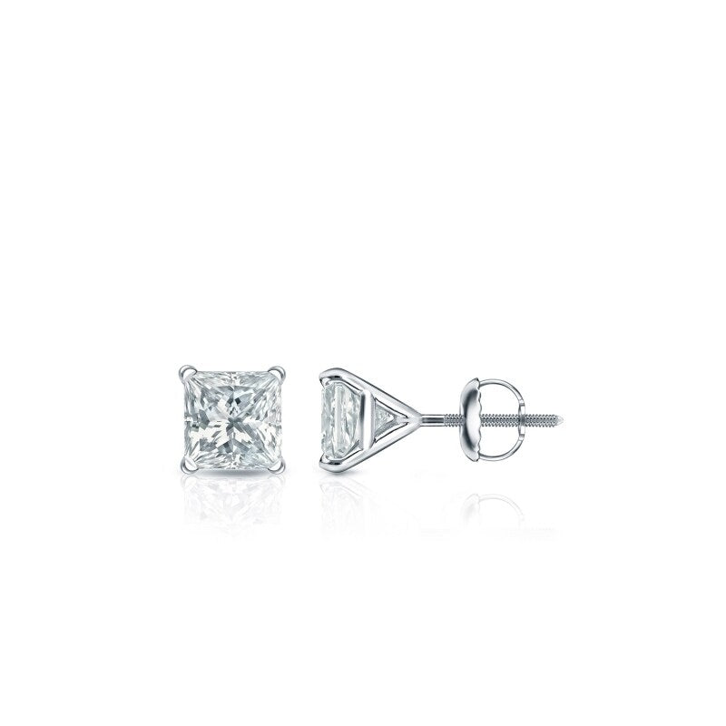 Auriya 18-karat Gold Lab Grown 0.30 carat TDW Princess Diamond Stud Earrings 4-Prong Martini Screw-back