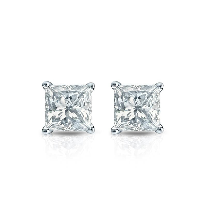 Auriya 18-karat Gold Lab Grown 0.50 carat TDW Princess Diamond Stud Earrings 4-Prong Basket Push-back