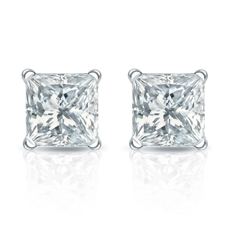 Auriya 18-karat Gold Lab Grown 1.80 carat TDW Princess Diamond Stud Earrings 4-Prong Martini Push-back