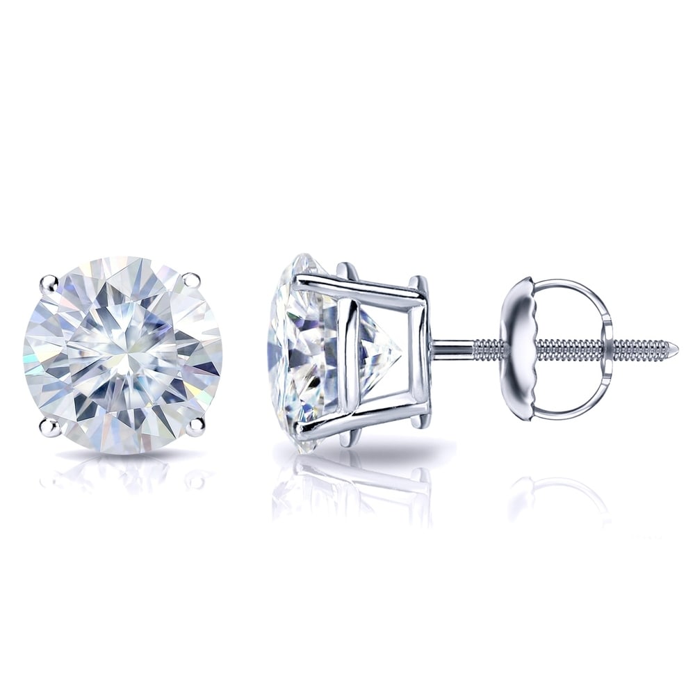 Auriya 1 1/2ct TW Round Moissanite Stud Earrings 18k Gold - 5.9 mm, Screw-Backs