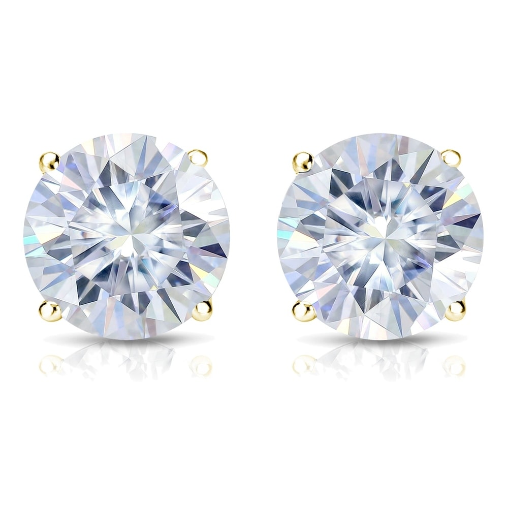 Auriya 1 1/2ct TW Round Moissanite Stud Earrings 18k Gold - 5.9 mm, Screw-Backs