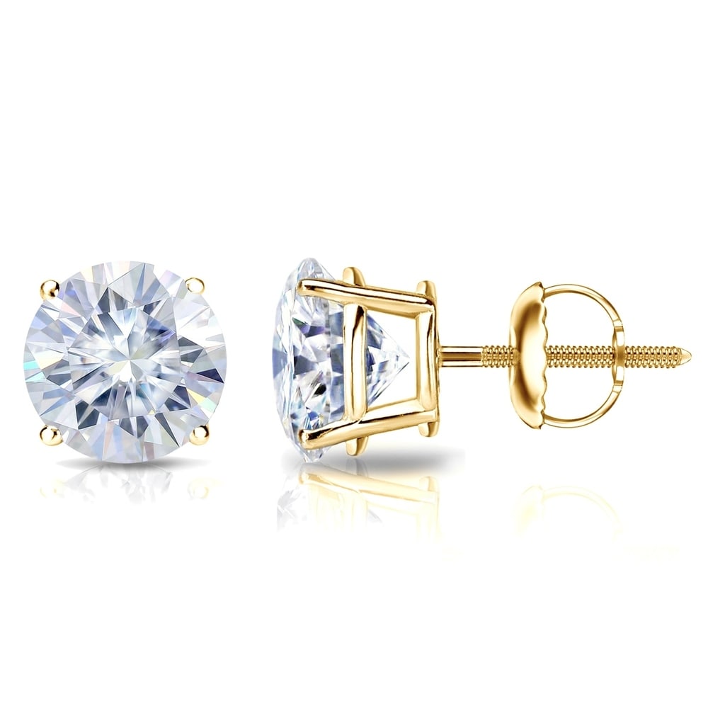 Auriya 1 1/2ct TW Round Moissanite Stud Earrings 18k Gold - 5.9 mm, Screw-Backs