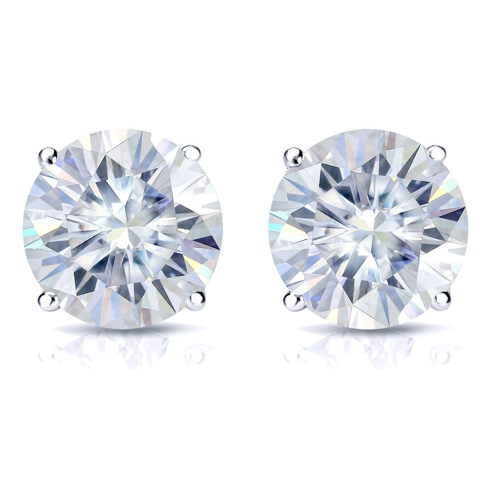 Auriya 1 1/2ct TW Round Moissanite Stud Earrings 18k Gold - 5.9 mm, Screw-Backs