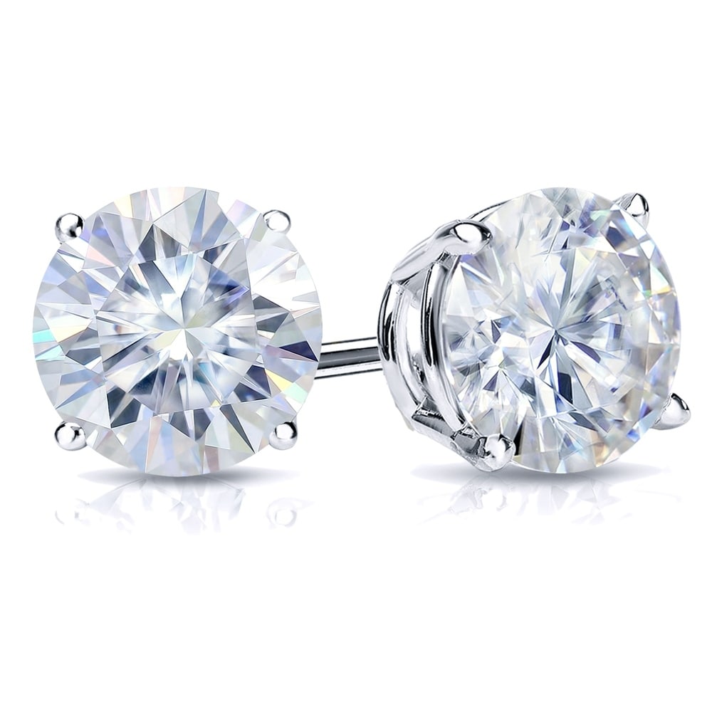 Auriya 1 1/2ct TW Round Moissanite Stud Earrings 18k Gold - 5.9 mm, Screw-Backs