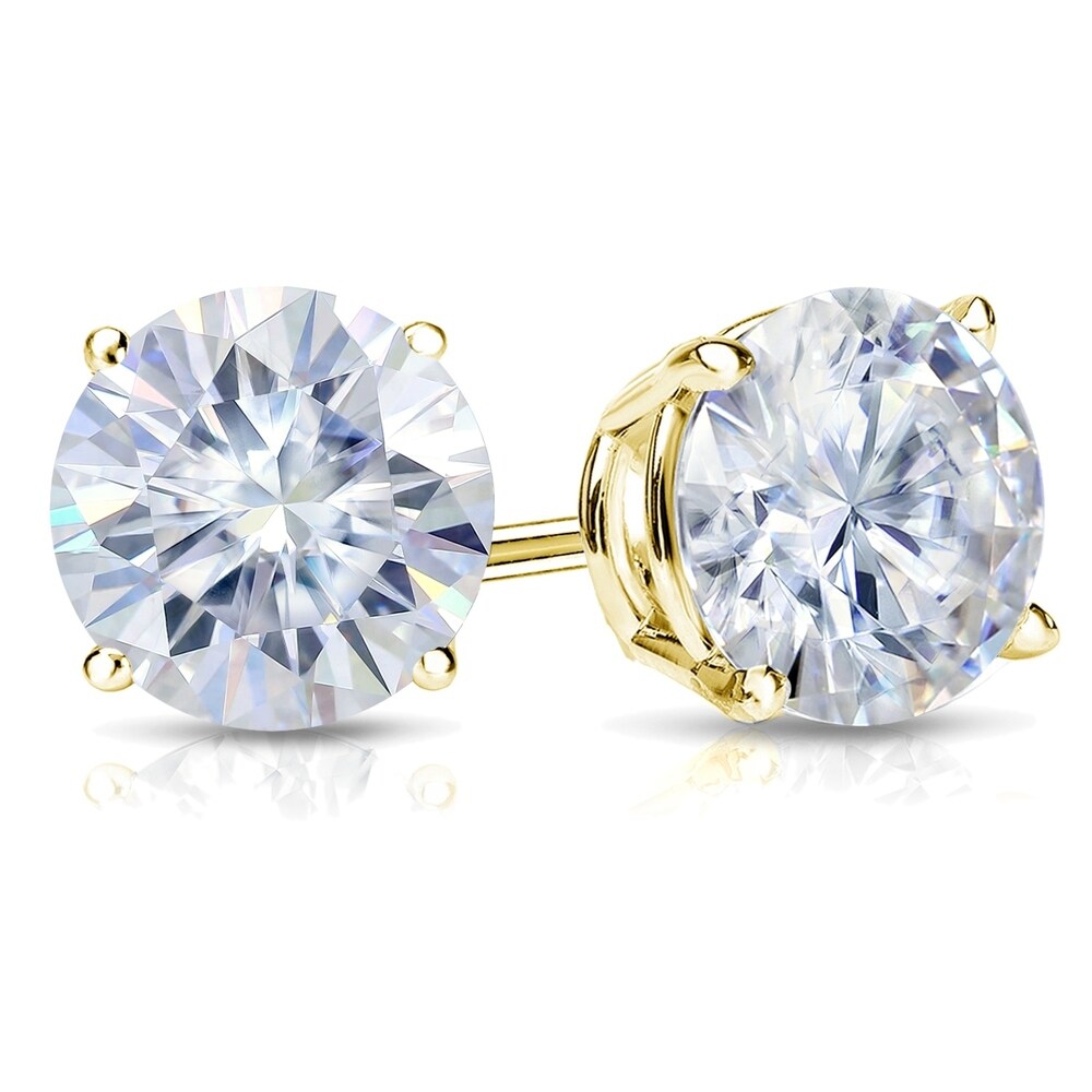 Auriya 1 1/2ct TW Round Moissanite Stud Earrings 18k Gold - 5.9 mm, Screw-Backs