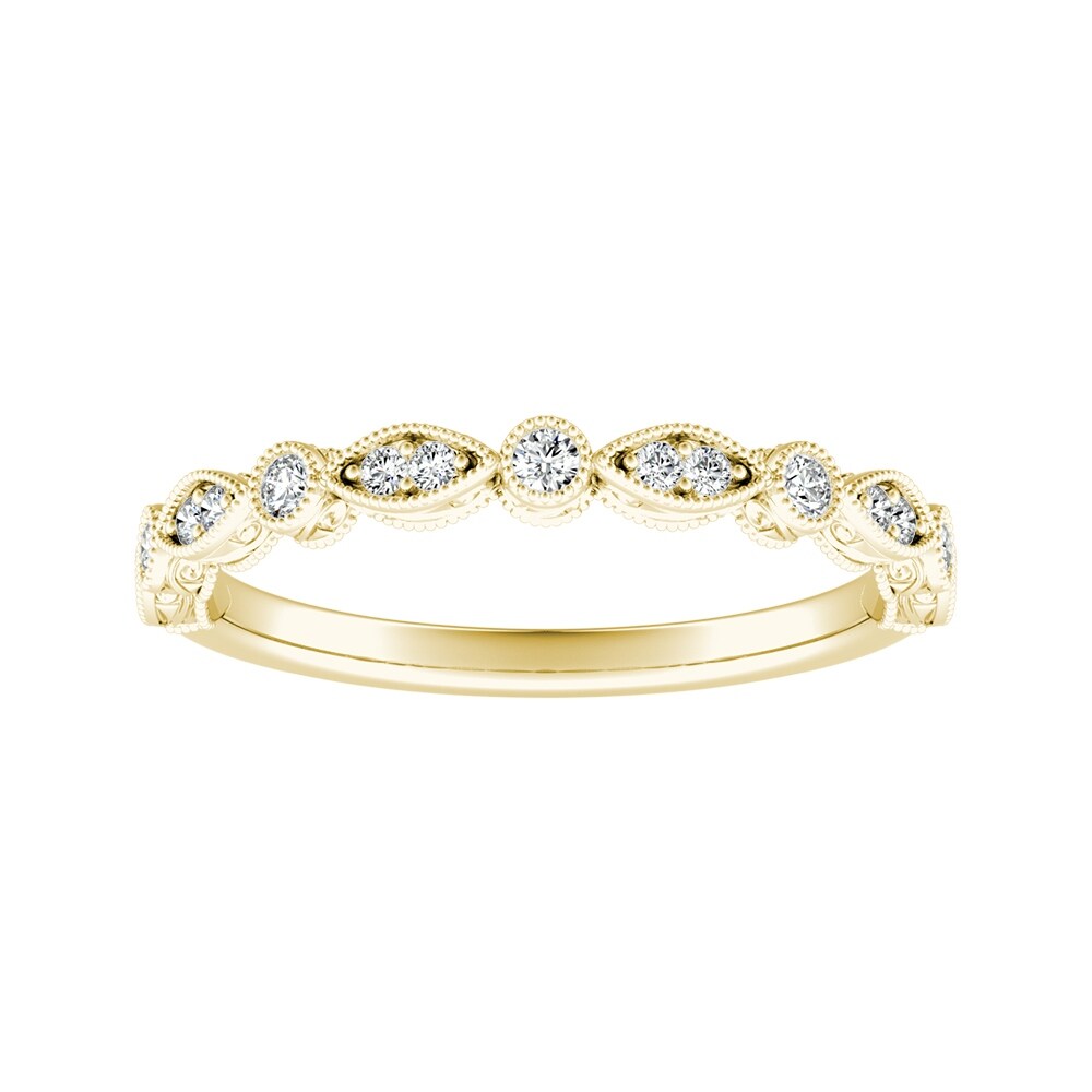 Auriya 1/8ctw Vintage Diamond Wedding Band 18k Gold Stackable