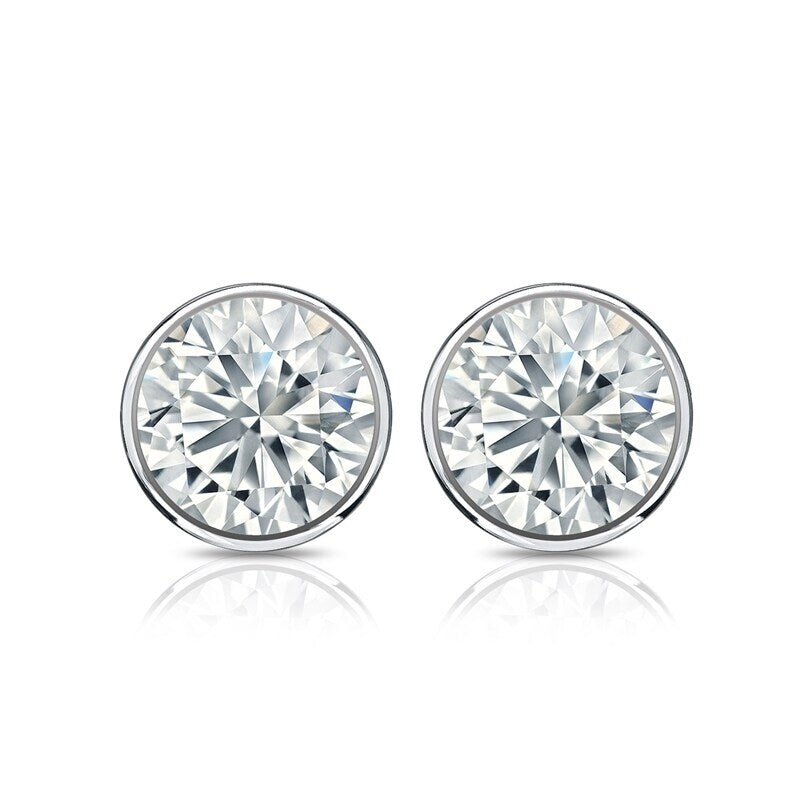 Auriya 18k Gold Bezel-set Diamond Stud Earrings 1ctw GIA Certified