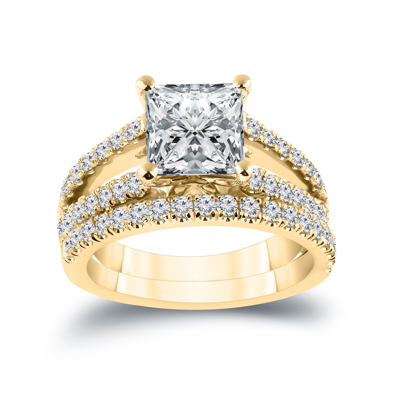 Auriya 2 5/8ctw Princess-cut Diamond Engagement Ring Set 14k Gold