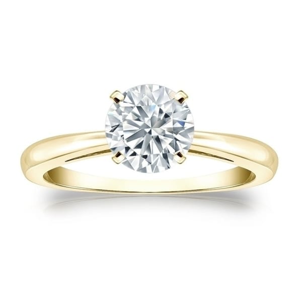 Auriya 2ctw Round Solitaire Diamond Engagement Ring 14k Gold Certified