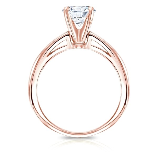 Auriya 2ctw Round Solitaire Diamond Engagement Ring 14k Gold Certified