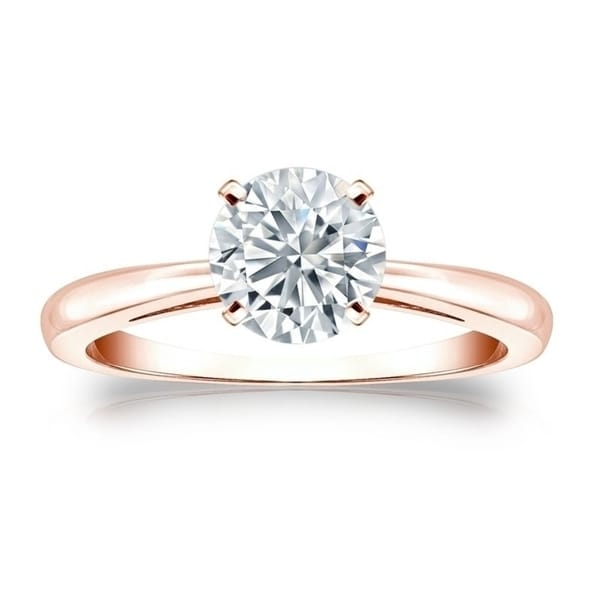 Auriya 2ctw Round Solitaire Diamond Engagement Ring 14k Gold Certified