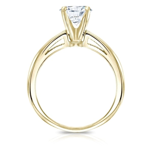 Auriya 2ctw Round Solitaire Diamond Engagement Ring 14k Gold Certified