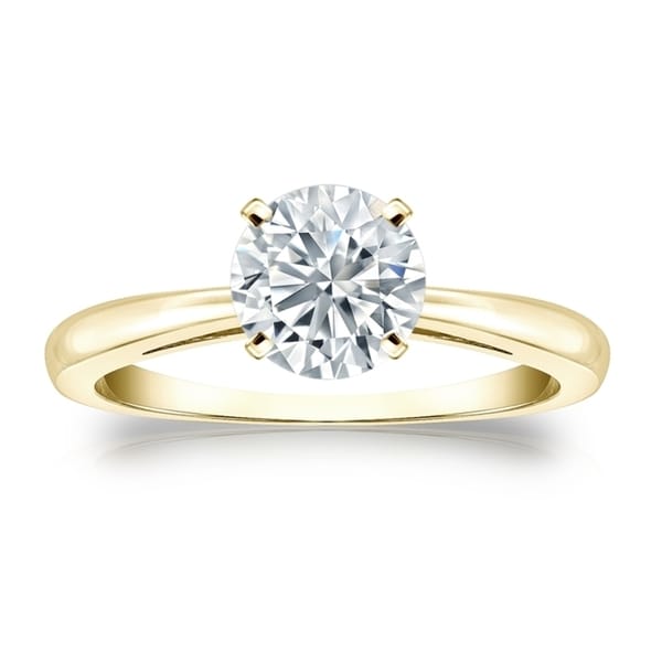 Auriya 2ctw Round Solitaire Diamond Engagement Ring 14k Gold Certified