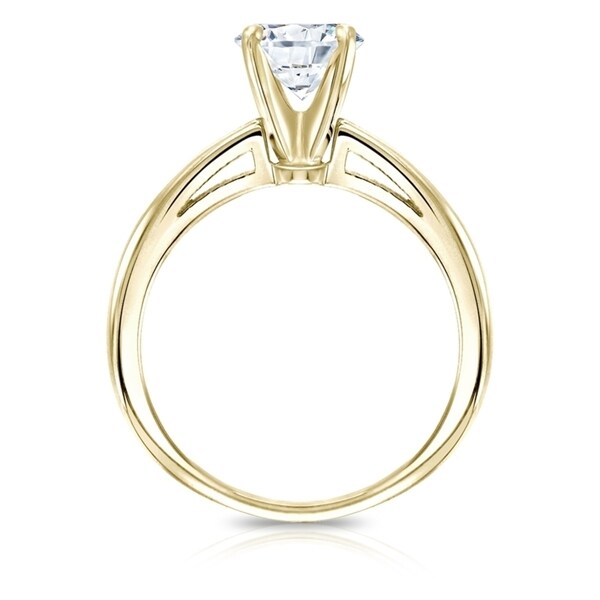 Auriya 2ctw Round Solitaire Diamond Engagement Ring 18k Gold GIA Certified