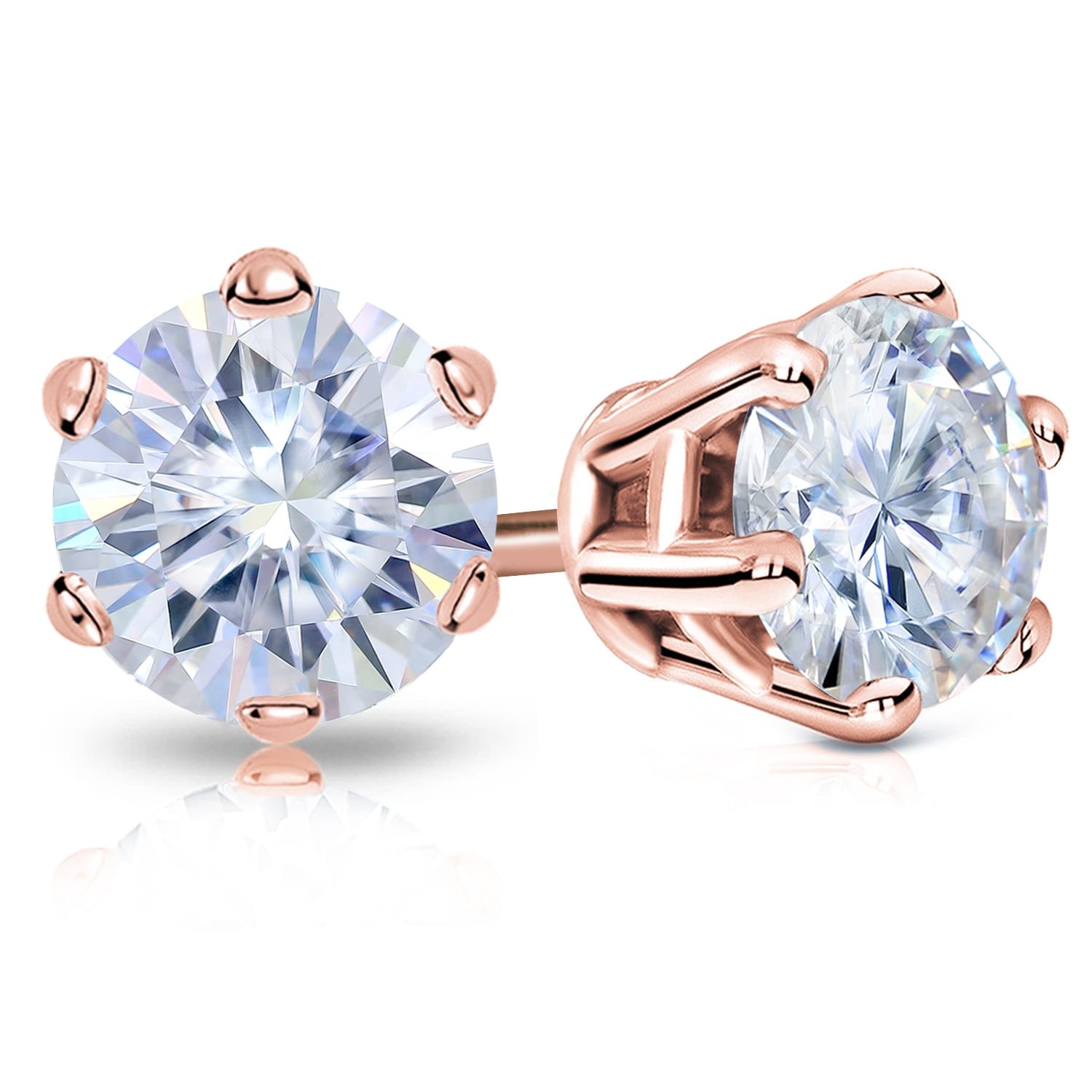 Auriya 3 1/2ctw Round Moissanite Stud Earrings 14k Gold - 7.8 mm