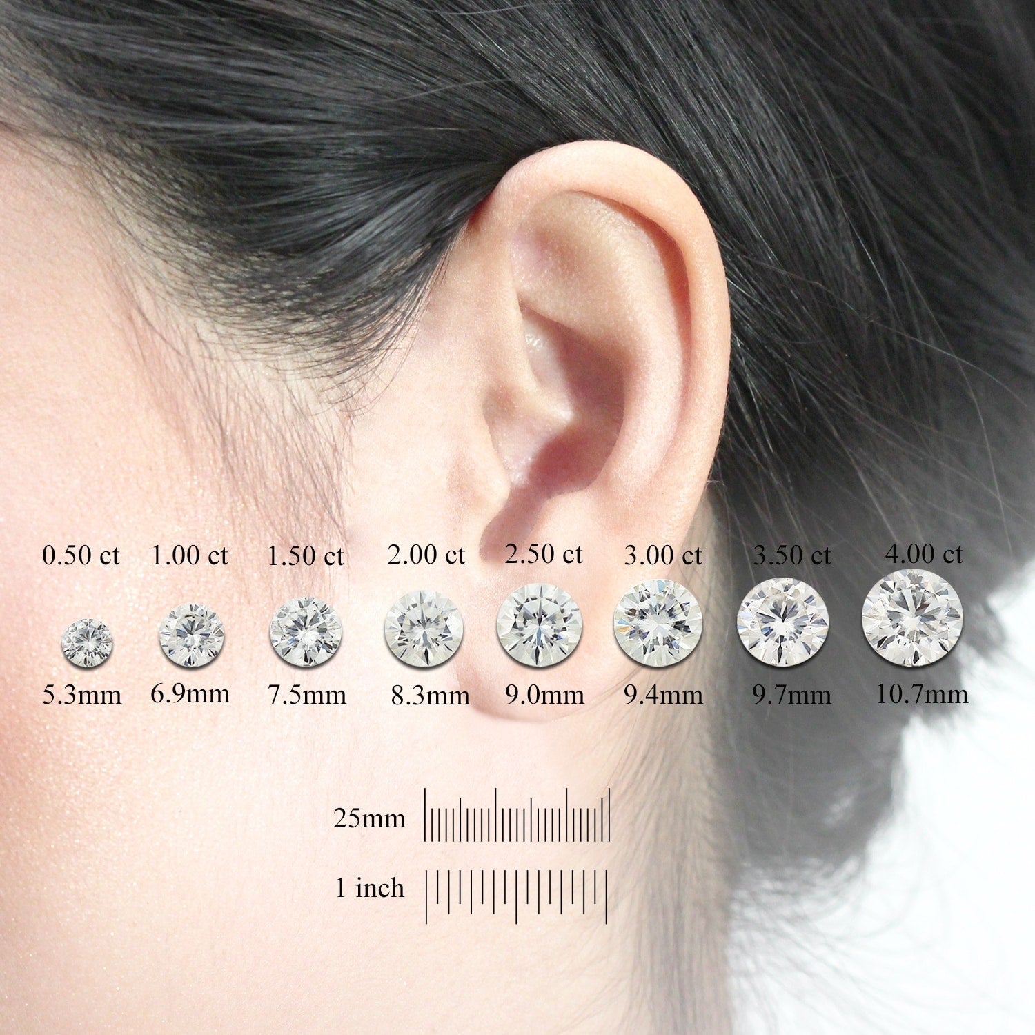 Auriya 3 1/2ctw Round Moissanite Stud Earrings 14k Gold - 7.8 mm