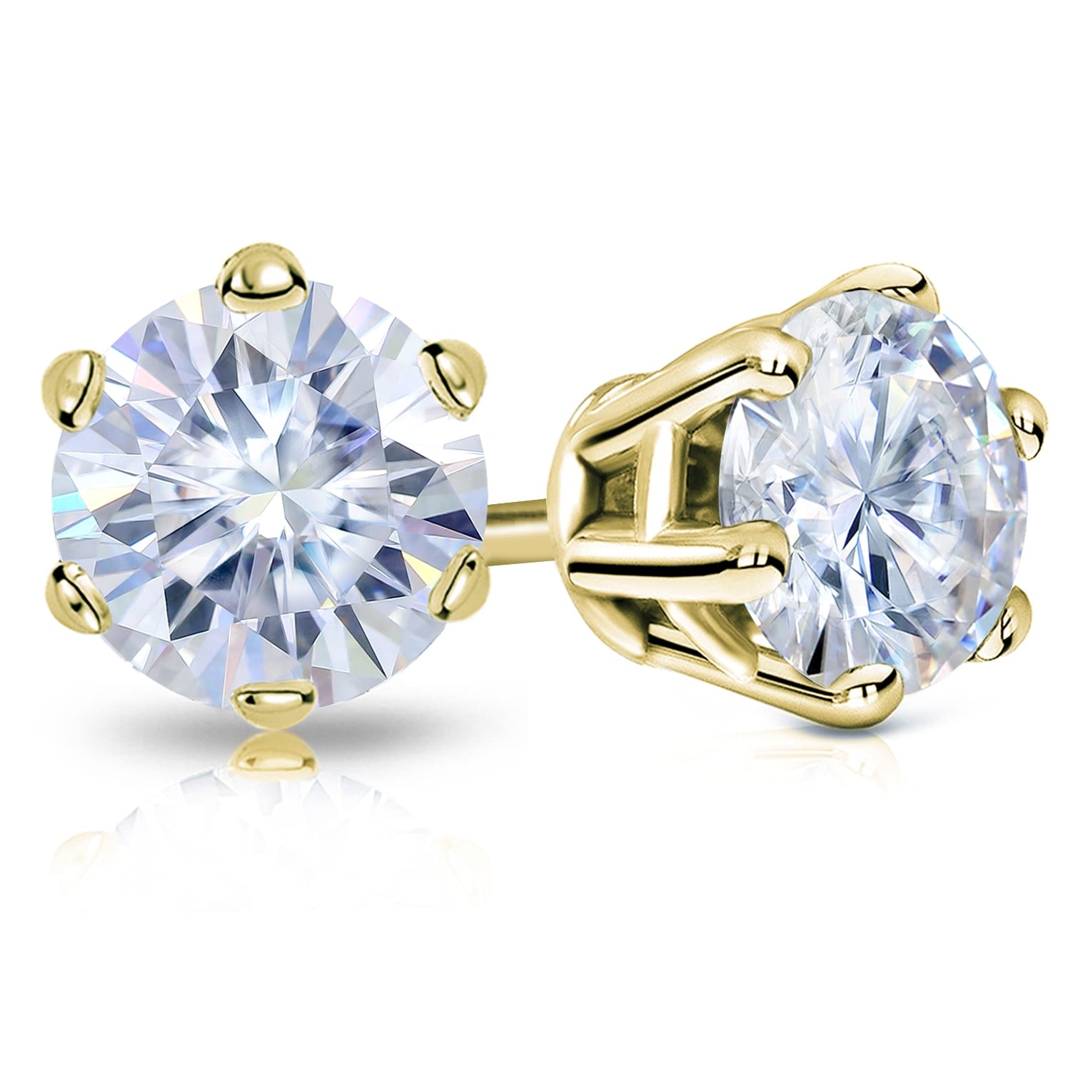 Auriya 3 1/2ctw Round Moissanite Stud Earrings 14k Gold - 7.8 mm