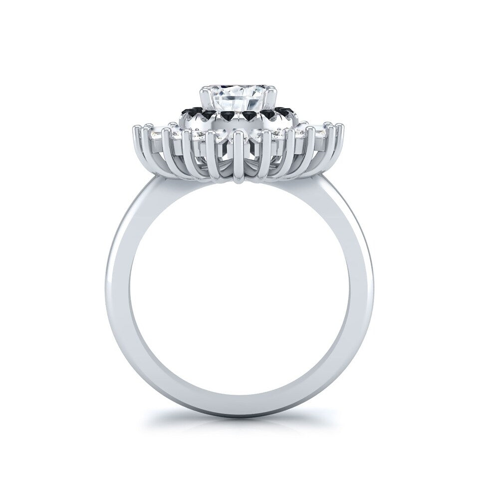 Auriya 14k Gold 3/4ctw Moissanite Ballerina Halo Black Diamond Engagement Ring 9/10ct TDW