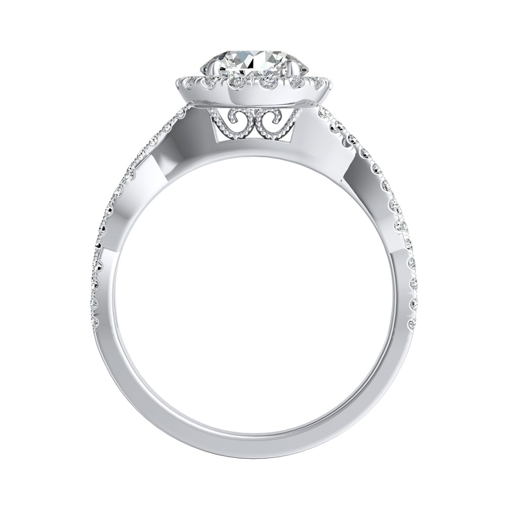 Auriya 14k Gold 3ct Round Moissanite Halo Diamond Engagement Ring 1/8ctw