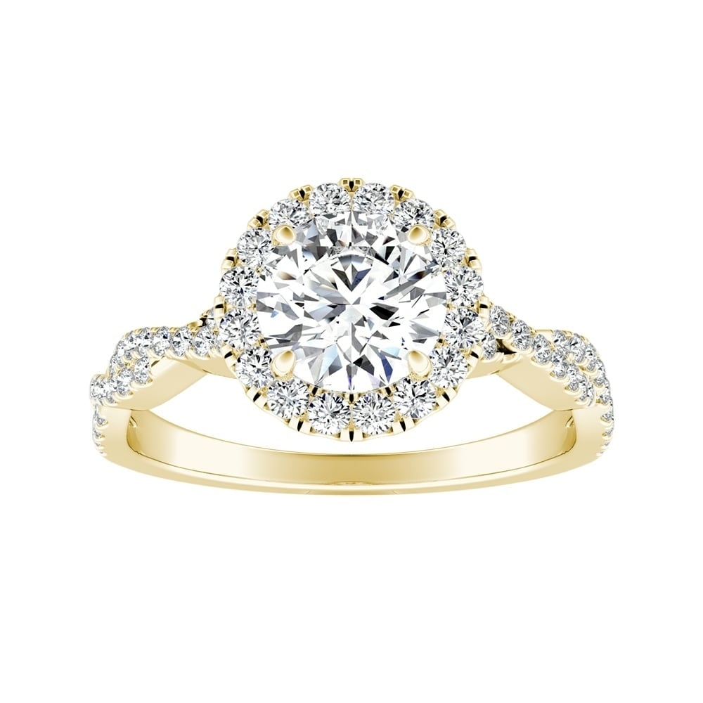 Auriya 14k Gold 3ct Round Moissanite Halo Diamond Engagement Ring 1/8ctw