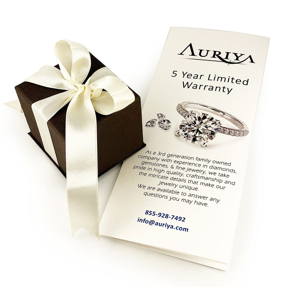 Auriya 14k Gold 3ct Round Moissanite Halo Diamond Engagement Ring 1/8ctw