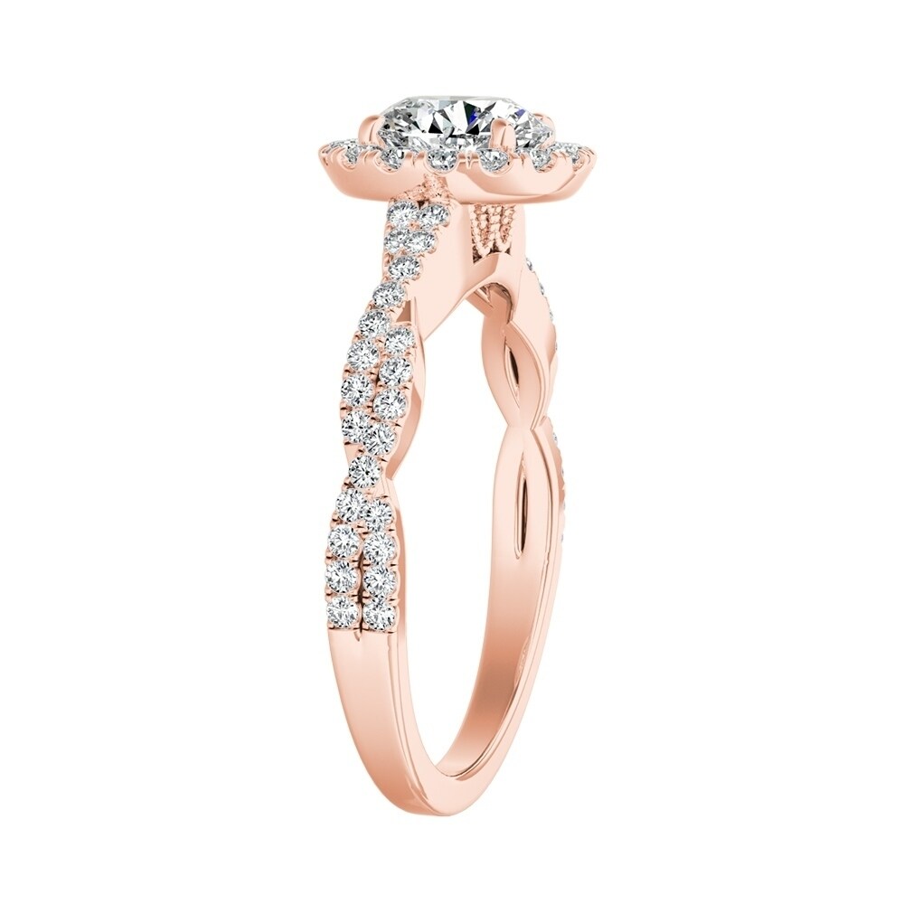 Auriya 14k Gold 3ct Round Moissanite Halo Diamond Engagement Ring 1/8ctw