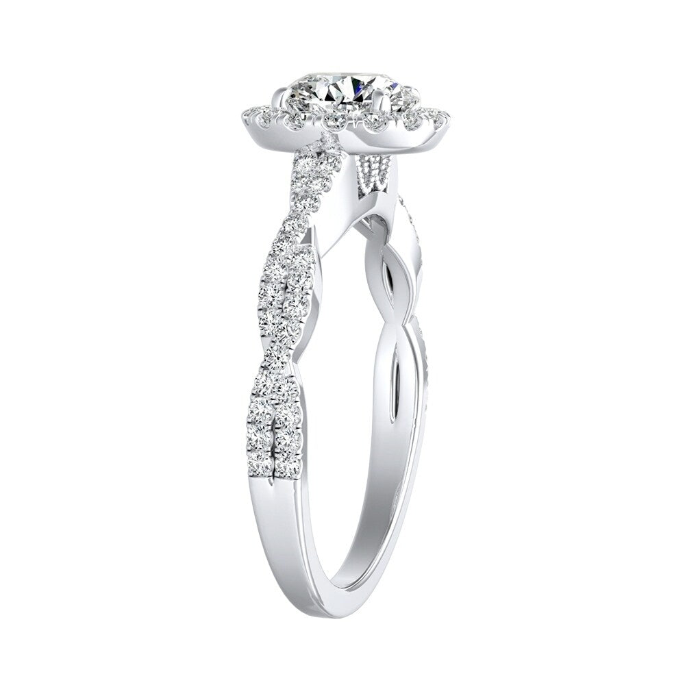 Auriya 14k Gold 3ct Round Moissanite Halo Diamond Engagement Ring 1/8ctw