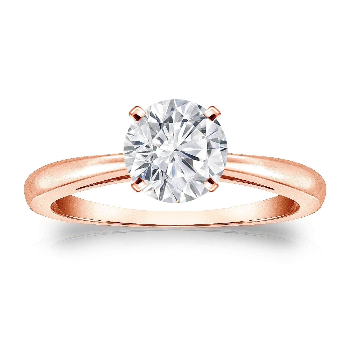 Auriya 14k Gold Brilliant Round 2 carat Moissanite Solitaire Engagement Ring