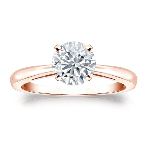 Auriya 14k Gold GIA Certified 1.50 carat TW Round Solitaire Diamond Engagement Ring