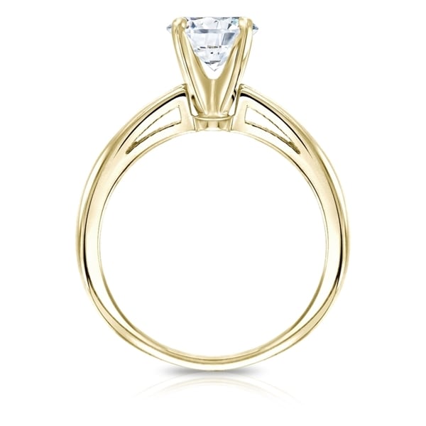 Auriya 14k Gold GIA Certified 1.50 carat TW Round Solitaire Diamond Engagement Ring