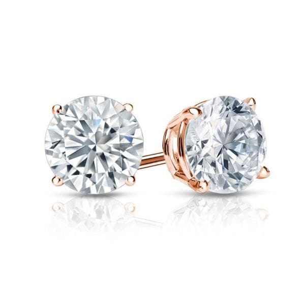 Auriya 14k Gold GIA Certified 5.00 ct. TDW Round Diamond Stud Earrings