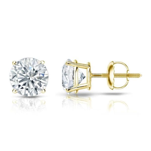 Auriya 14k Gold GIA Certified 5.00 ct. TDW Round Diamond Stud Earrings