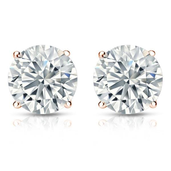 Auriya 14k Gold GIA Certified 5.00 ct. TDW Round Diamond Stud Earrings