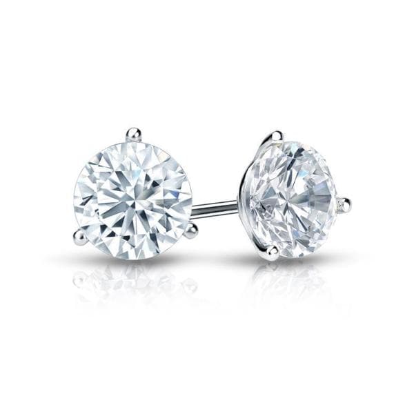 Auriya 18k Gold GIA Certified 3.70 carat TDW 3-Prong Martini Round Diamond Stud Earrings