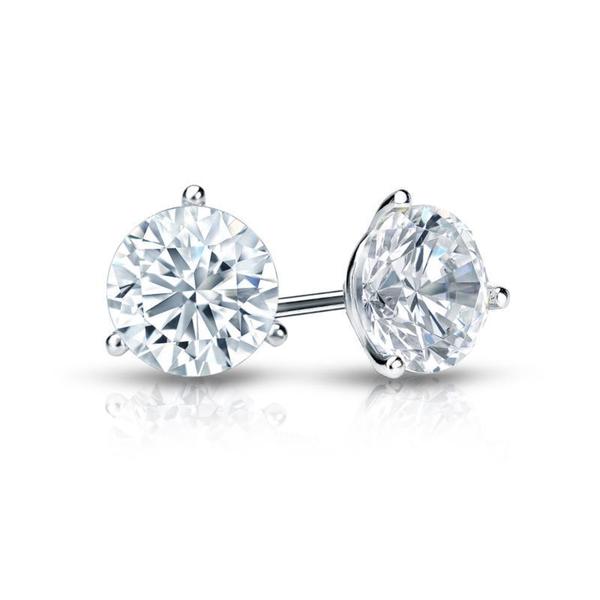 Auriya 18k Gold GIA Certified 4.50 carat TDW 3-Prong Martini Round Diamond Stud Earrings
