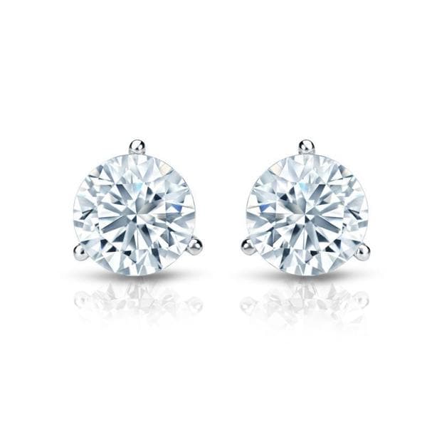 Auriya Platinum GIA Certified 4.20 ct. TDW 3-Prong Martini Round Diamond Stud Earrings