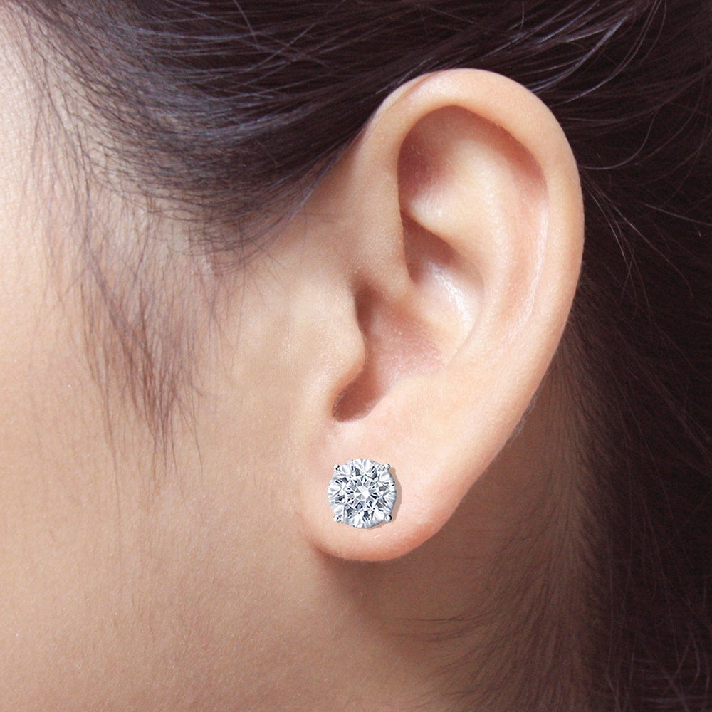 Auriya Platinum GIA Certified 4.50-Carat TDW Round Diamond Stud Earrings