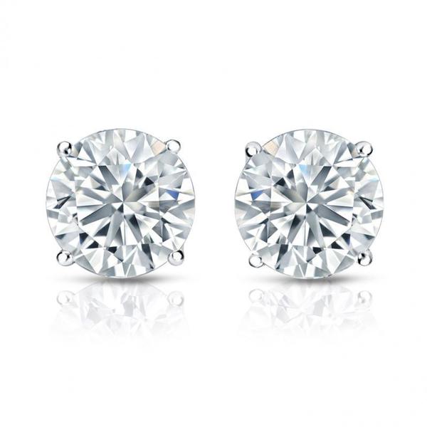 Auriya Platinum GIA Certified 4.50-Carat TDW Round Diamond Stud Earrings