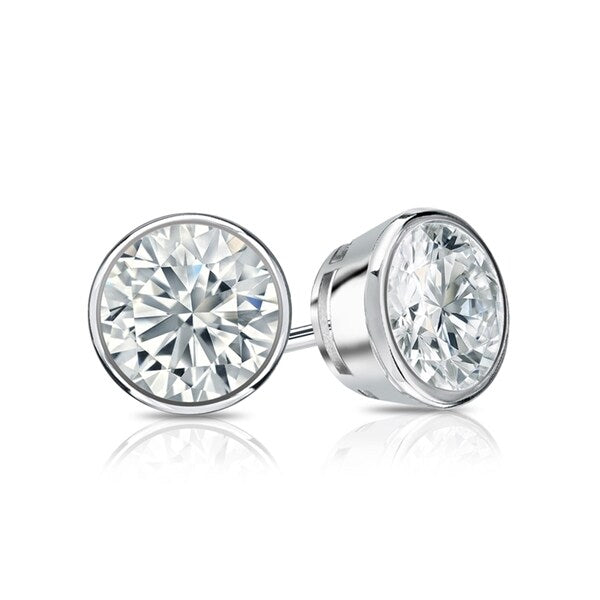 Auriya 4 1/5ctw Round Diamond Stud Earrings Bezel-set Platinum - GIA Certified