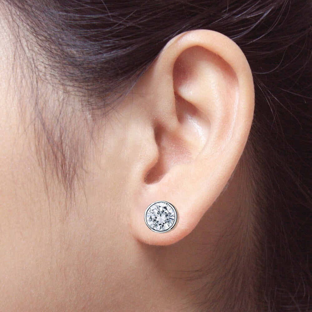Auriya 4 1/5ctw Round Diamond Stud Earrings Bezel-set Platinum - GIA Certified