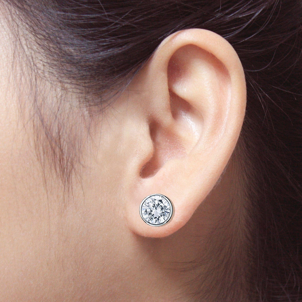 Auriya 4 1/2ctw Round Diamond Stud Earrings Bezel-set Platinum - GIA Certified