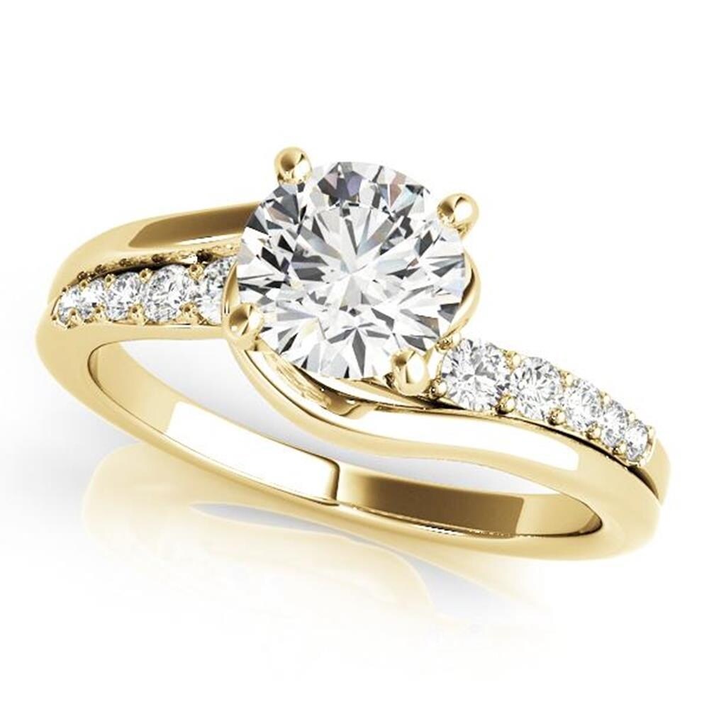 Auriya 14k Gold 1 1/2ctw Modern Moissanite and Diamond Engagement Ring 1/4ctw