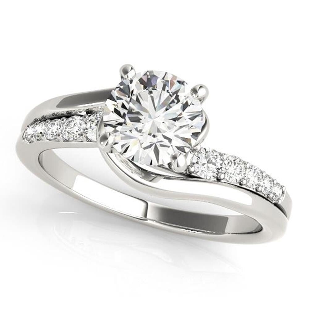 Auriya 14k Gold 1 1/2ctw Modern Moissanite and Diamond Engagement Ring 1/4ctw