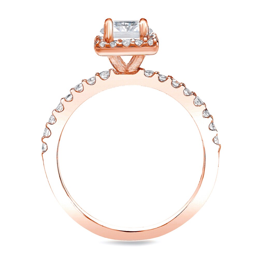 Auriya 14k Rose Gold 1 1/4ctw Princess-cut Diamond Halo Engagement Ring Set