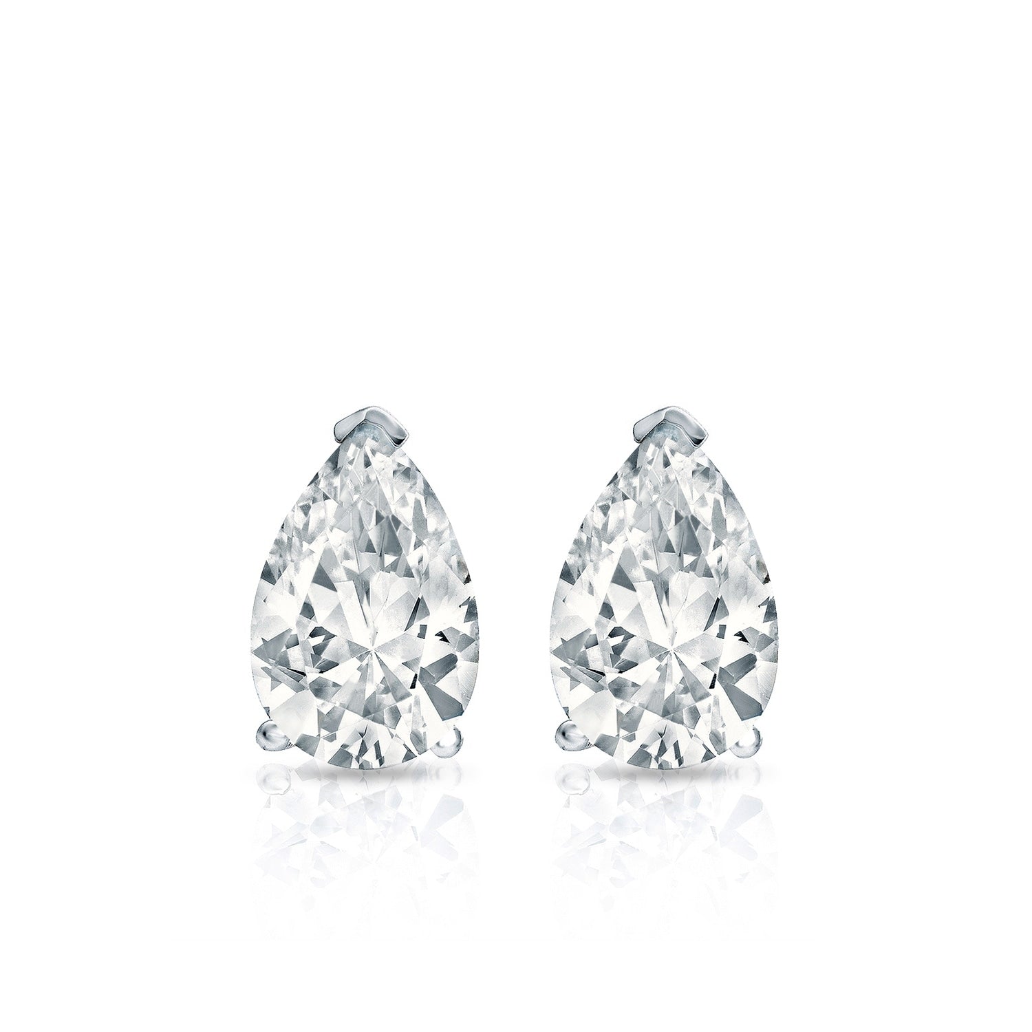 Auriya Plat Gold Lab Grown 0.62 carat TDW Pear Diamond Stud Earrings V-End Prong Screw-back