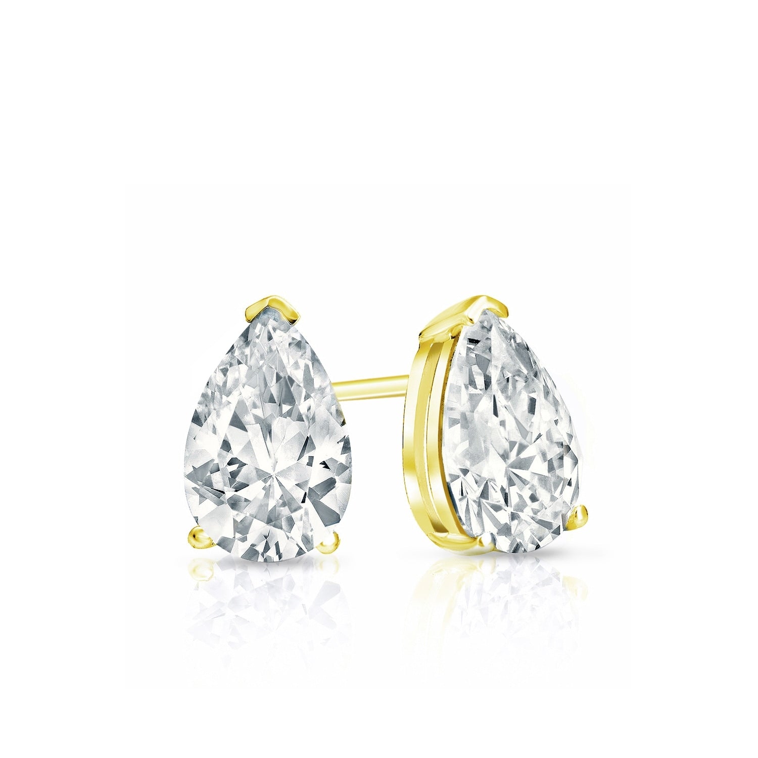 Auriya Plat Gold Lab Grown 0.62 carat TDW Pear Diamond Stud Earrings V-End Prong Screw-back