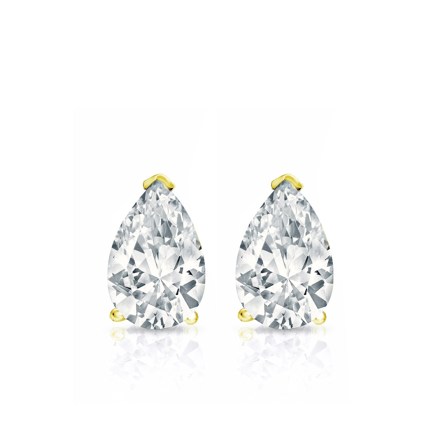 Auriya Plat Gold Lab Grown 0.62 carat TDW Pear Diamond Stud Earrings V-End Prong Screw-back