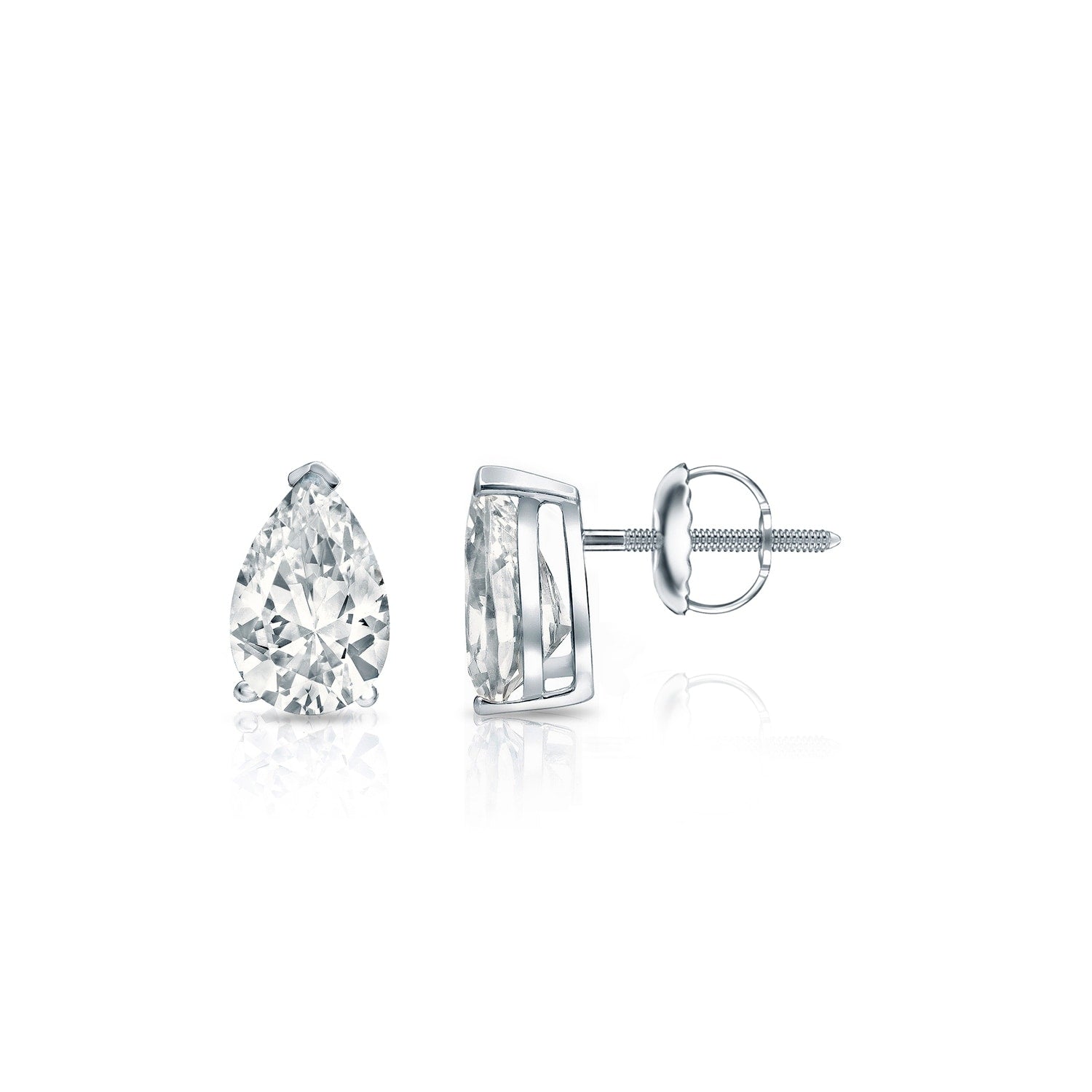Auriya Plat Gold Lab Grown 0.62 carat TDW Pear Diamond Stud Earrings V-End Prong Screw-back