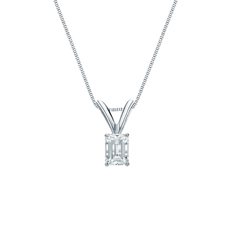 Auriya Platinum 0.25ctw Emerald Solitaire Lab Grown Diamond Necklace 4-Prong Basket (H-I VS) - 0.25
