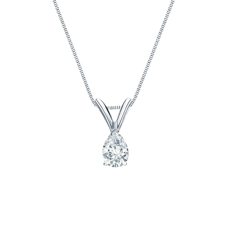 Auriya Platinum 0.25ctw Pear Solitaire Lab Grown Diamond Necklace V-End (H-I VS) Prong - 0.25